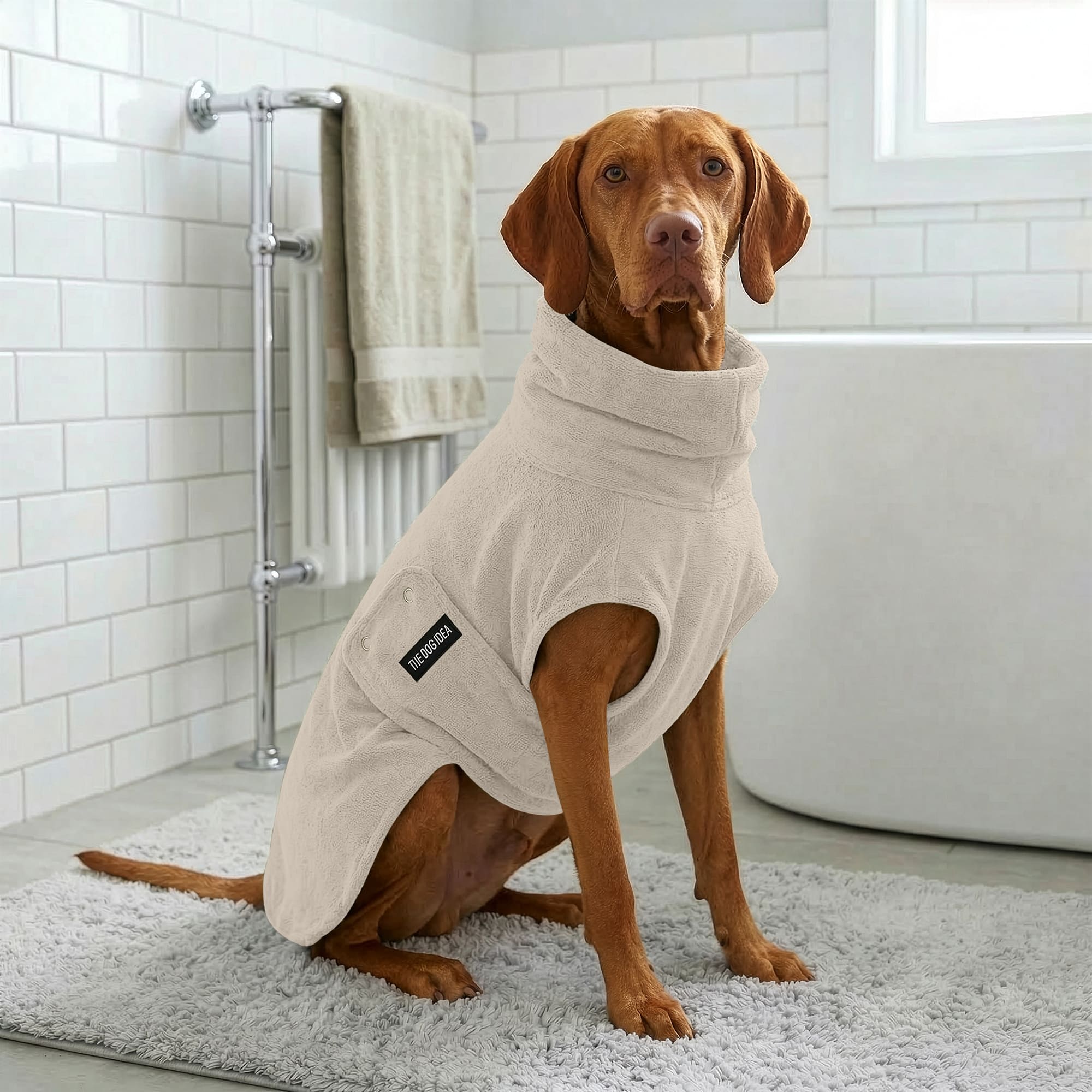Hundebademantel in Beige
