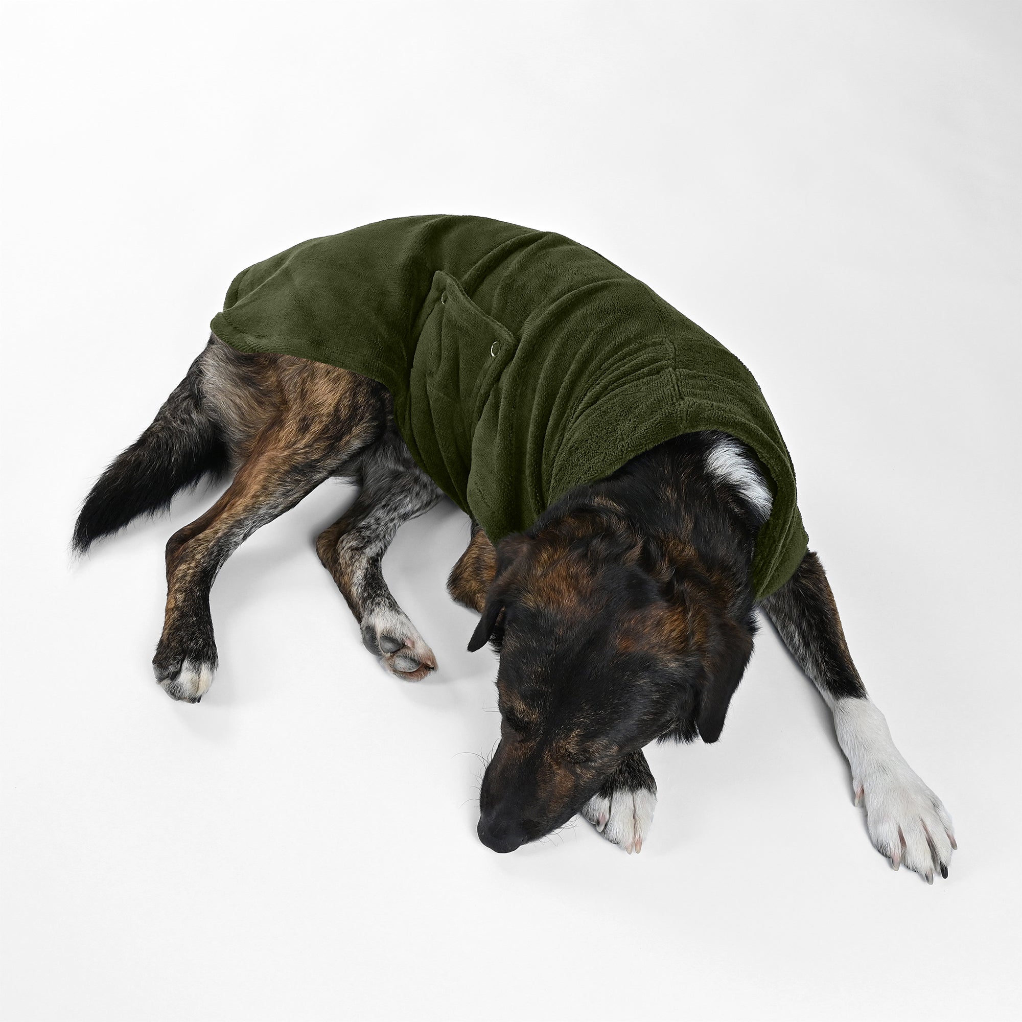 Hundebademantel Khaki aus Bambus-Viskose – saugstark & weich – THE DOG IDEA